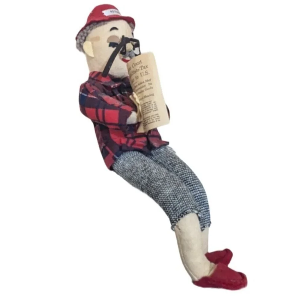 Stuart‎ Inc Retired Man Doll Reading Newspaper In Plaid